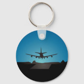 Silhouette des Flugzeugs bei Nacht Schlüsselanhänger (Rückseite)