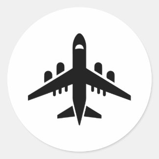 Silhouette des Flugzeugs mit oberster Ansicht Runder Aufkleber