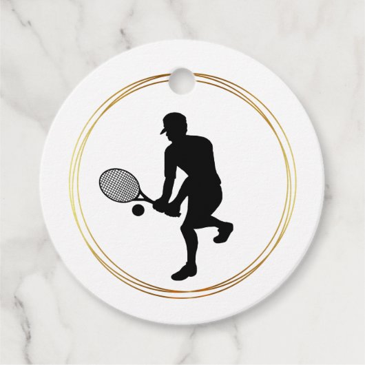 Silhouette des Geschenkes für männliche Tennis-Spi Geschenkanhänger (Vorderseite)