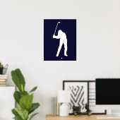 Silhouette des Golfspielers kurz vor dem Golfball- Poster (Heimbüro)