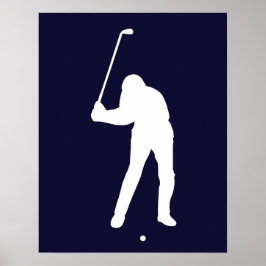 Silhouette des Golfspielers kurz vor dem Golfball- Poster