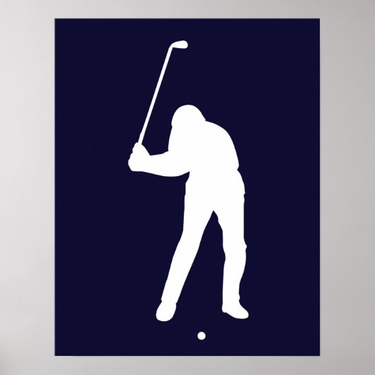 Silhouette des Golfspielers kurz vor dem Golfball- Poster (Vorne)