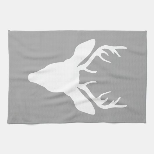 Silhouette des Hirschkopfes auf Grau Geschirrtuch (Horizontal)