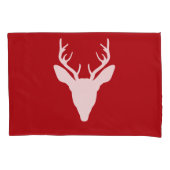 Silhouette des Hirschkopfes auf Rot Kissenbezug (Vorderseite-Links)