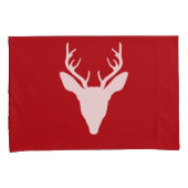 Silhouette des Hirschkopfes auf Rot Kissenbezug (Vorderseite-Rechts)