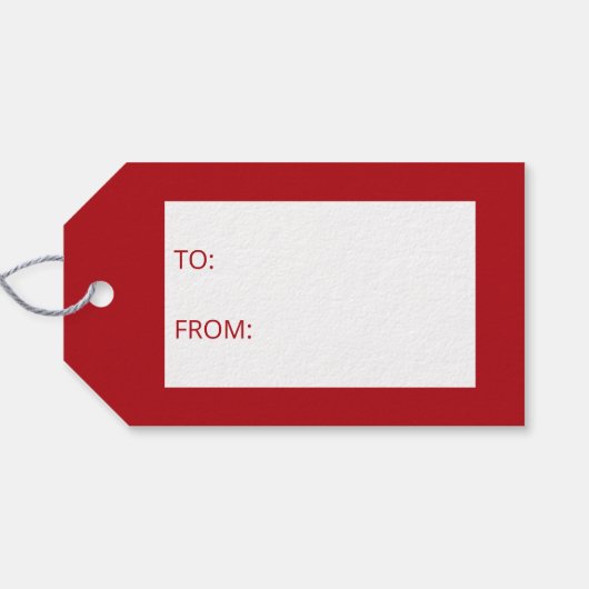 Silhouette des Hirschkopfes auf Rot mit benutzerde Geschenkanhänger (Rückseite Horizontal)