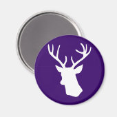 Silhouette des Hirschkopfes - dunkel Lila Magnet (Vorderseite/Rückseite)