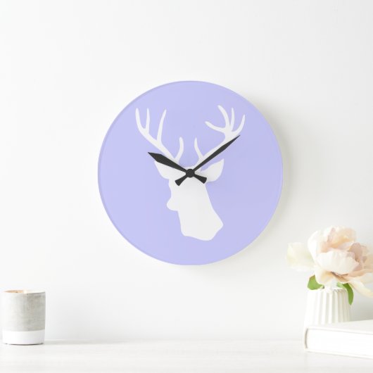 Silhouette des Hirschkopfes - Lila Große Wanduhr (Zuhause)