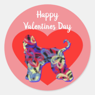 Silhouette des Hundes Afghanistans Valentinstag He Runder Aufkleber