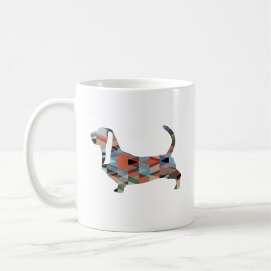Silhouette des Hundes mit Basset Geometric Pattern Kaffeetasse (Links)