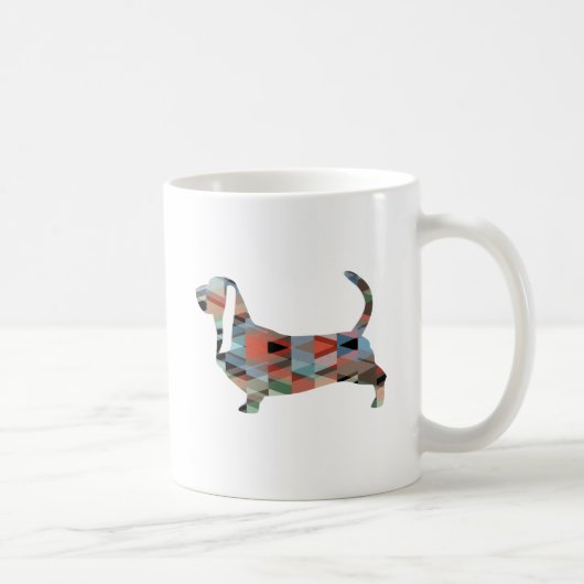 Silhouette des Hundes mit Basset Geometric Pattern Kaffeetasse (Rechts)