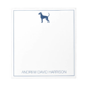 Silhouette des Hundes mit blauer und weißer Hülle  Notizblock