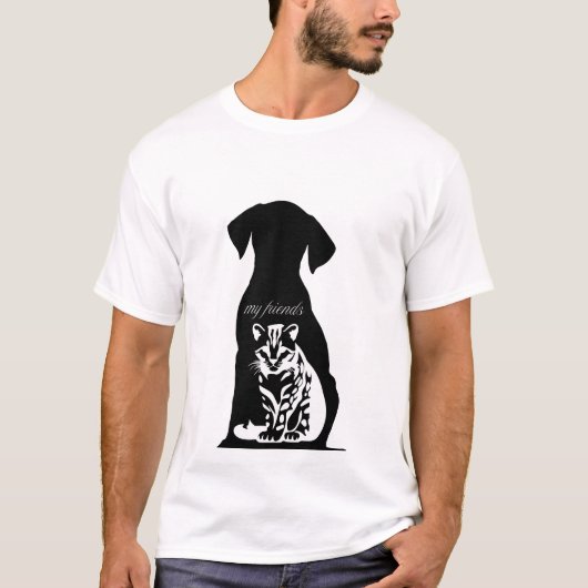 Silhouette des Hundes mit Cat Inside und "Meine Fr T-Shirt (Vorderseite)