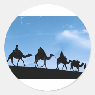 Silhouette des Kamel-Wohnwagens Runder Aufkleber