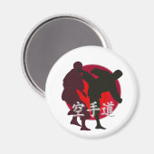 Silhouette des Karate-Kampfes, Hintergrund des rot Magnet (Vorderseite/Rückseite)