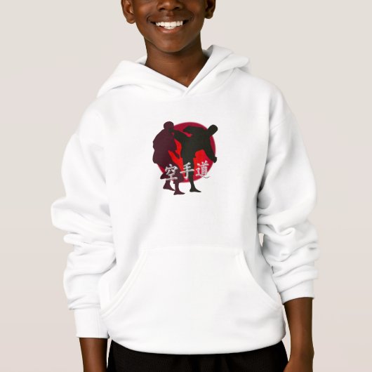 Silhouette des Karatekampfes, roter Hoodie (Vorderseite)