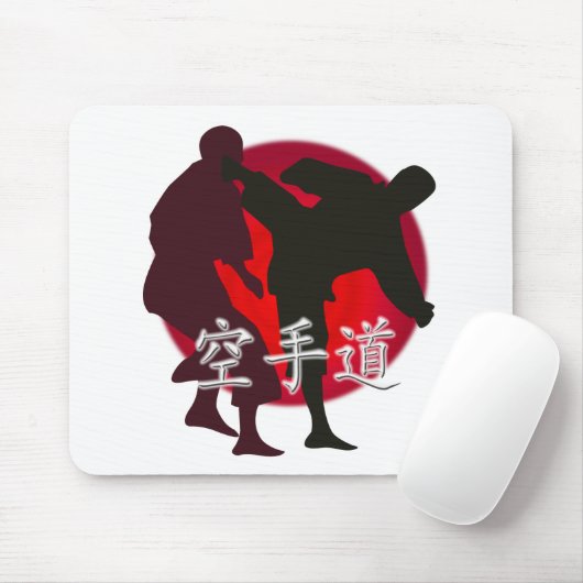 Silhouette des Karatekampfes, roter Mousepad (Mit Mouse)