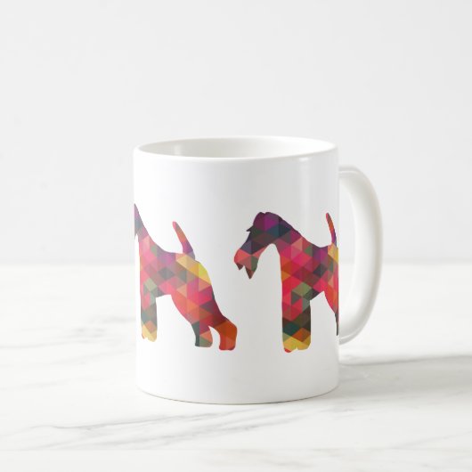 Silhouette des Leiterfox Terrier Geometric Muster Kaffeetasse (VorderseiteRechts)