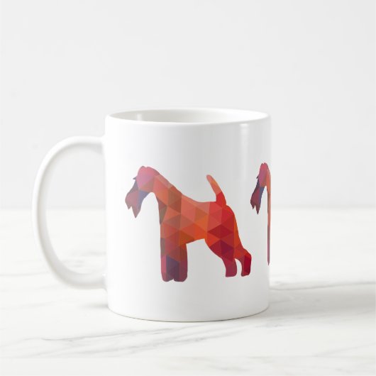 Silhouette des Leiterfox Terrier Geometric Muster Kaffeetasse (Links)