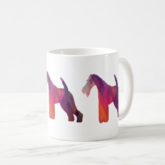 Silhouette des Leiterfox Terrier Geometric Muster Kaffeetasse (VorderseiteRechts)