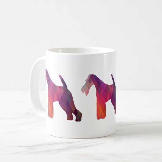 Silhouette des Leiterfox Terrier Geometric Muster Kaffeetasse (Vorderseite Links)