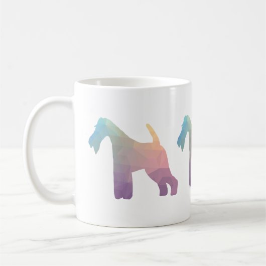 Silhouette des Leiterfox Terrier Geometric Muster Kaffeetasse (Links)