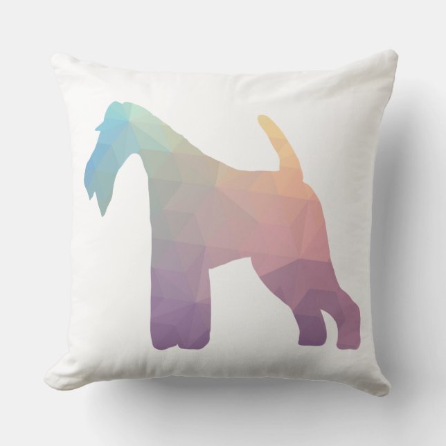 Silhouette des Leiterfox Terrier Geometric Muster Kissen (Vorderseite)