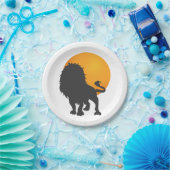 Silhouette des Löwen - Hintergrundfarbe auswählen Pappteller (Party)