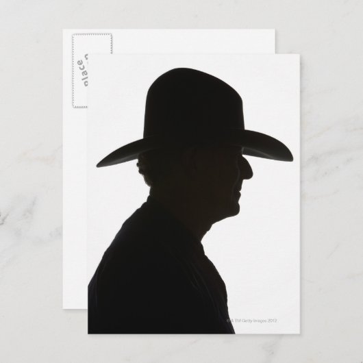 Silhouette des Mannes in Profil mit traditioneller Postkarte (Vorne/Hinten)