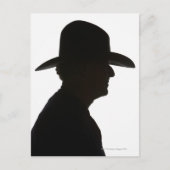 Silhouette des Mannes in Profil mit traditioneller Postkarte (Vorderseite)