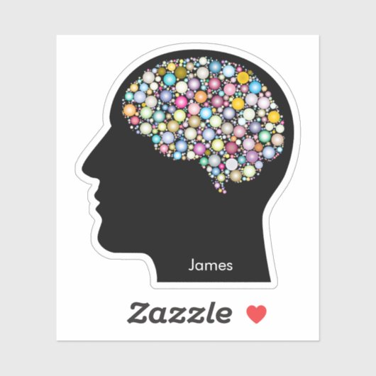 Silhouette des menschlichen Kopfes mit Gehirn Aufkleber (Blatt)