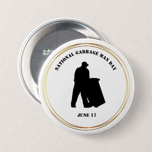 Silhouette des National Garbage Man Day Button (Vorne & Hinten)