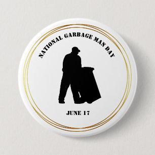 Silhouette des National Garbage Man Day Button
