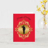 Silhouette des Polizeibeamten Weihnachtskarte Karte (Gelbe Blume)