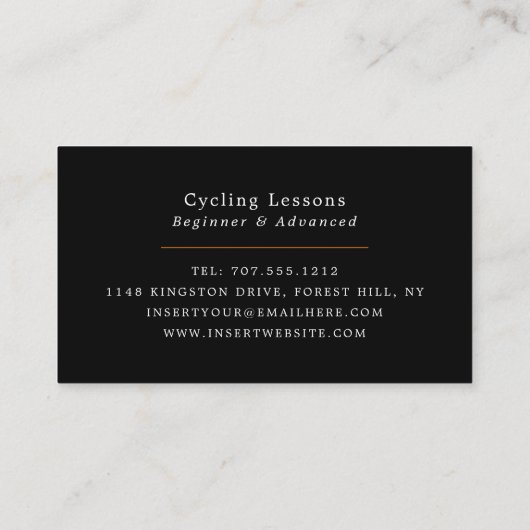 Silhouette des Radfahrers, Radfahrer, Fahrradfahre Visitenkarte (Rückseite)