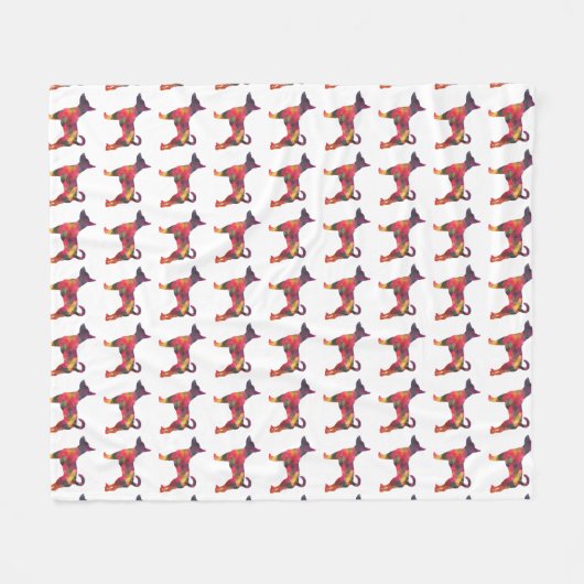 Silhouette des Ratten Terrier-Musters Fleecedecke (Vorderseite (Horizontal))