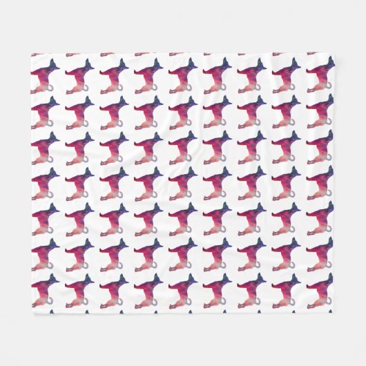 Silhouette des Ratten Terrier-Musters Fleecedecke (Vorderseite (Horizontal))