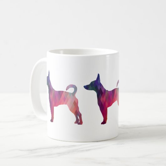 Silhouette des Ratten Terrier-Musters Kaffeetasse (Vorderseite Links)