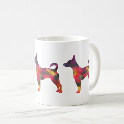 Silhouette des Ratten Terrier-Musters Kaffeetasse (VorderseiteRechts)