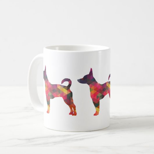 Silhouette des Ratten Terrier-Musters Kaffeetasse (Vorderseite Links)