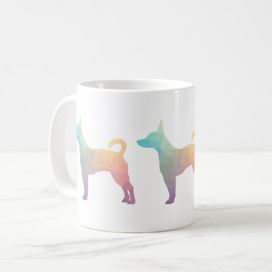 Silhouette des Ratten Terrier-Musters Kaffeetasse (Vorderseite Links)