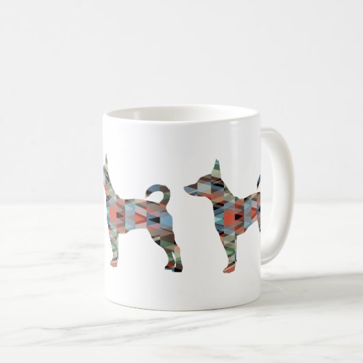 Silhouette des Ratten Terrier-Musters Kaffeetasse (VorderseiteRechts)