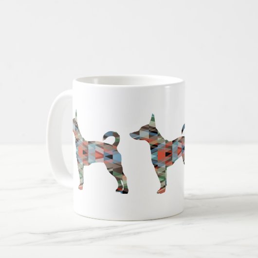 Silhouette des Ratten Terrier-Musters Kaffeetasse (Vorderseite Links)