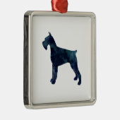 Silhouette des Riesenschnauzer Geometric Silbernes Ornament (Rechts)
