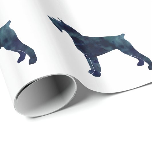 Silhouette des Riesenschnauzer geometrischen Muste Geschenkpapier (Rolleneckpunkt)