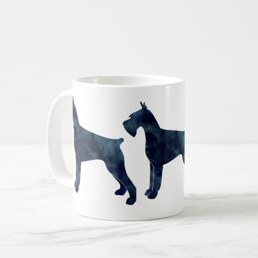Silhouette des Riesenschnauzer geometrischen Muste Kaffeetasse (Vorderseite Links)