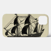 Silhouette des Schiffs mit türmenden Segeln Case-Mate iPhone Hülle (Rückseite (Horizontal))