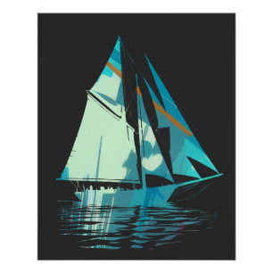 Silhouette des Schiffsfangs Poster
