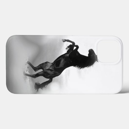 Silhouette des Schwarz-weißen Zuchtpferdes Case-Mate iPhone Hülle (Rückseite (Horizontal))