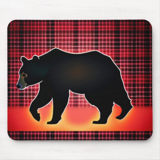 Silhouette des Schwarzbären auf Kariert Mousepad (Vorne)